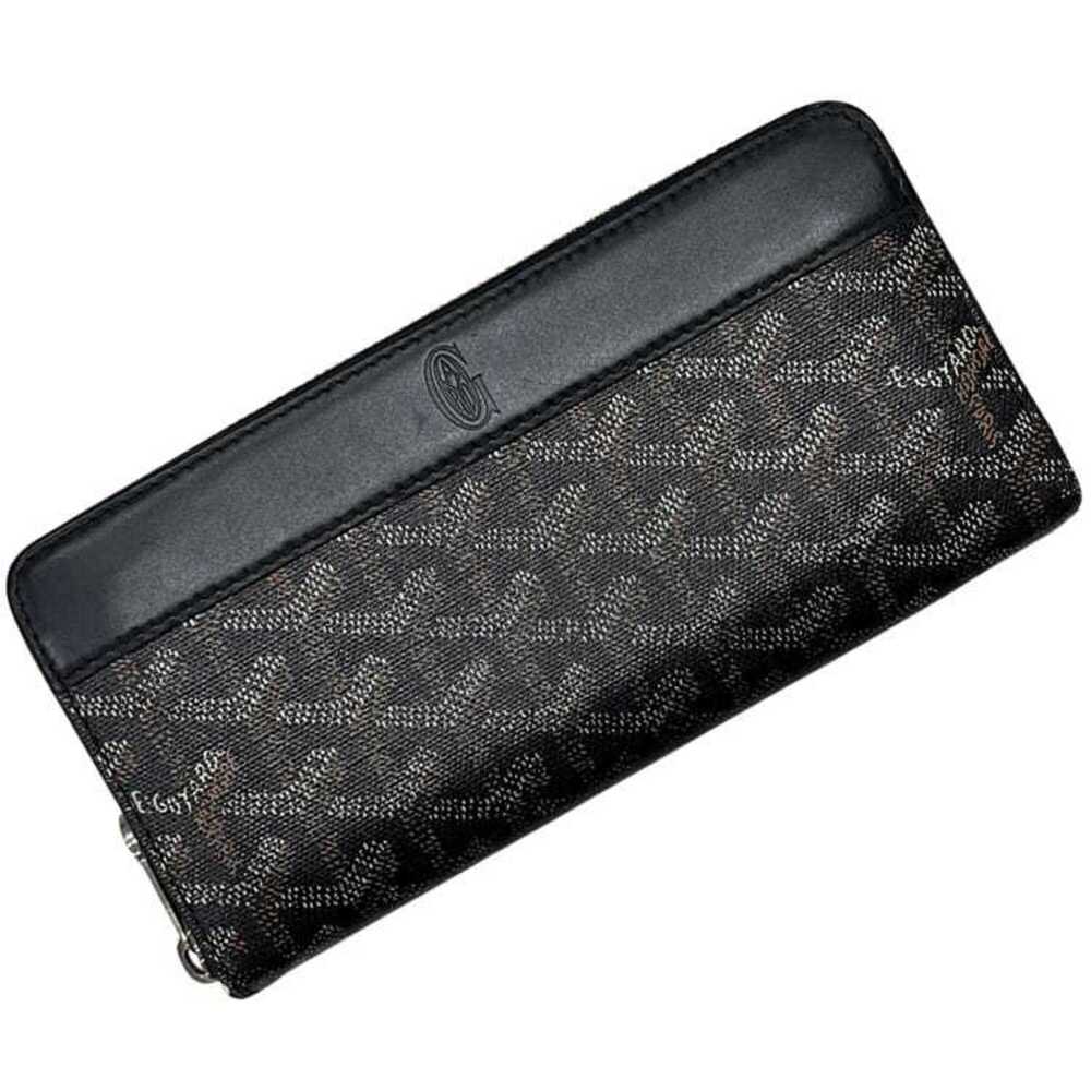 Goyard Matignon GM Round Zip Wallet, PVC Leather, Black, Herringbone Pattern,...